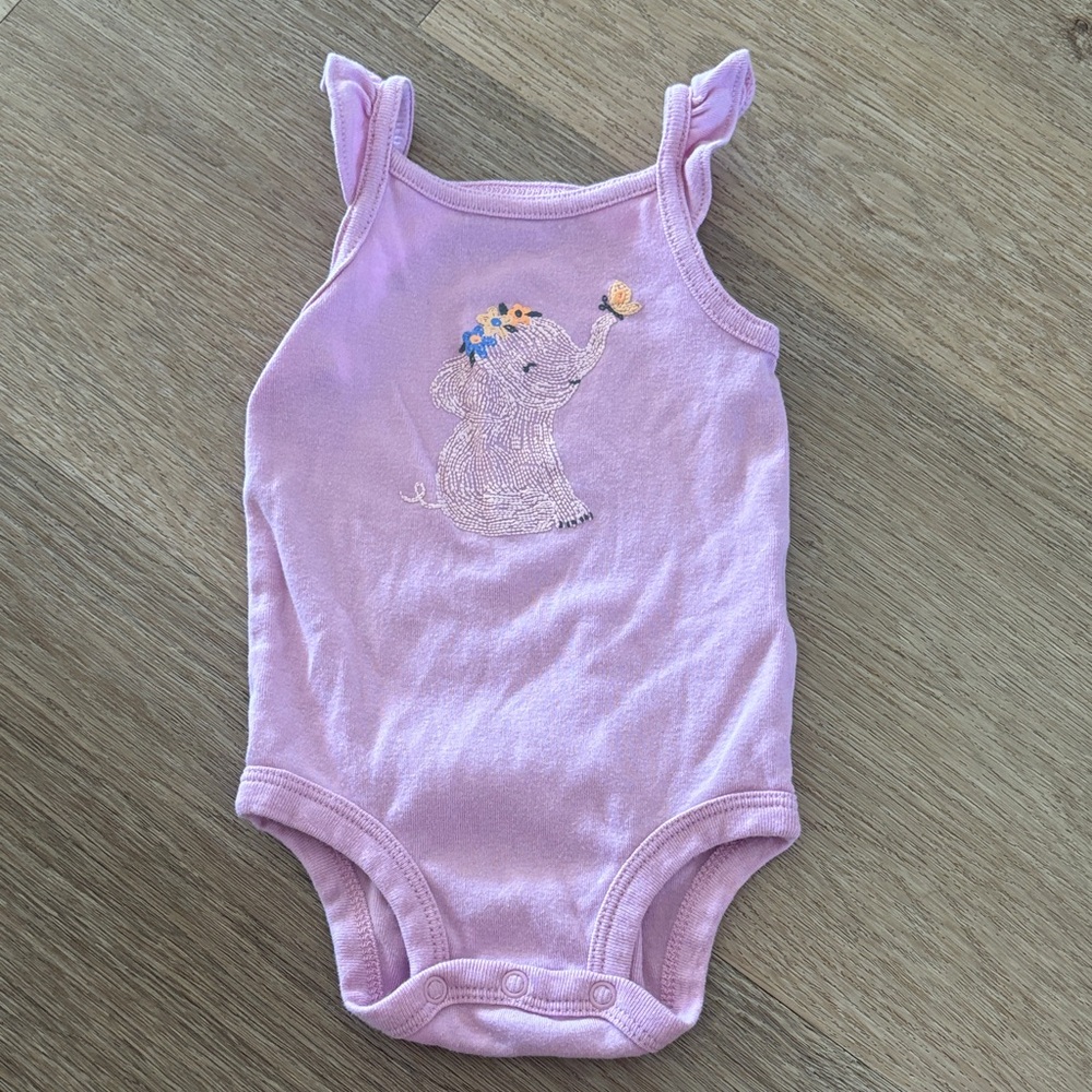 Carter's Lavender Elephant Bodysuit, size 6m